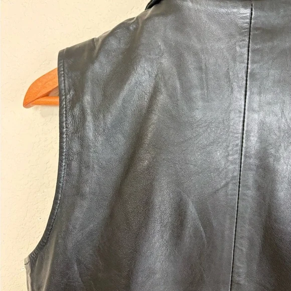 Vintage Saguaro West Black Leather Collared Zip Up Vest for Women Size Small - Picture 11 of 14